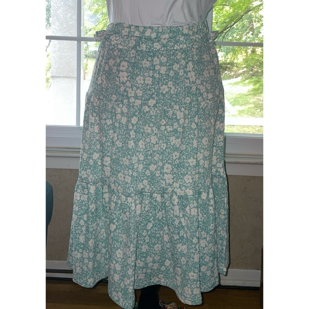 JESSICA SIMPSON Sage Green Floral Print Tiered A-Line Skirt For Girls …